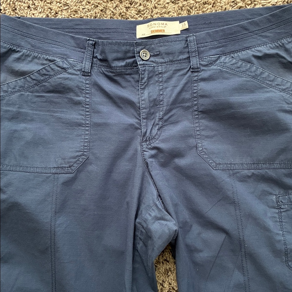 Sonoma Skimmer Capris Pants Blue Plus SZ 16 - Picture 4 of 6